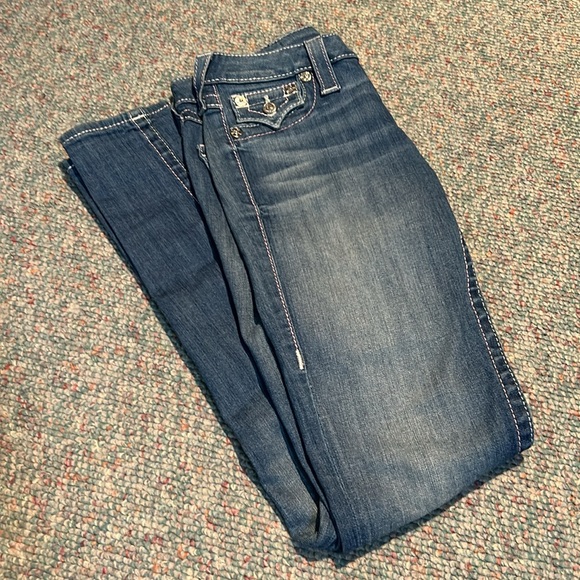 NWOT True Religion size 24 skinny jeans pink&white stitching - Picture 13 of 13